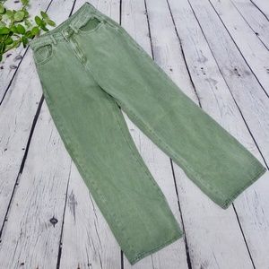 SHEIN Women's Jeans Wide Leg High Rise Green Size Small